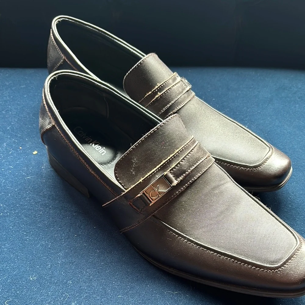 Calvin Klein Brown Leather Slip-On Loafers Men's Size 11 - Picture 8 of 11